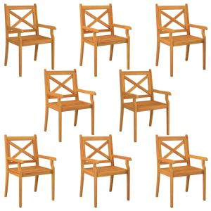 Cadeiras de jantar para exterior 8 pcs acácia maciça
