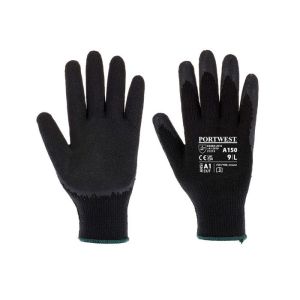 Luvas de tricô revestidas em látex clássico cor: preto tamanho xl - portwes
