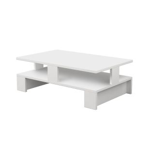 Mesa de centro de dois níveis na cor branca 28x80x50 cm
