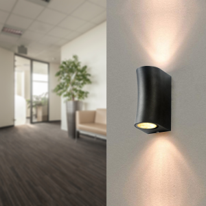 Candeeiro de parede ip44 LED preto para 2 lâmpadas gu10 - silamp