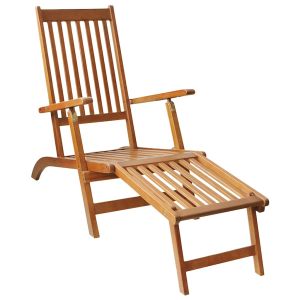 vidaXL tumbona de jardín con reposapiés de madera maciza de acacia