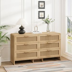 Aparador de canto com 6 gavetas natural 130cm