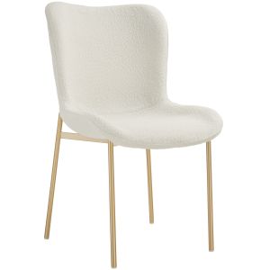 Cadeira de sala de jantar tejido bouclé 54 x 62 x 90 branco/dorado
