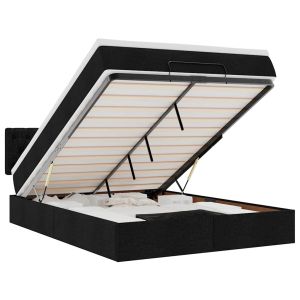 vidaXL cama otomana con colchón negra 140x190 cm tela