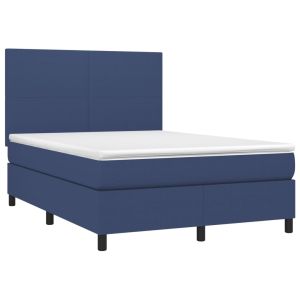 vidaXL cama box spring con colchón tela azul 140x200 cm