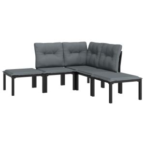 vidaXL juego de muebles de jardín 5 pzas ratán sintético negro y gris