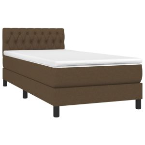vidaXL cama box spring colchón y luces LED tela marrón oscuro 90x200cm