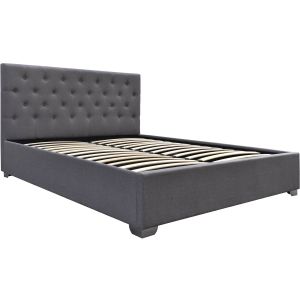 Cama de casal com baú "tino" - 140 × 190 cm - cinza