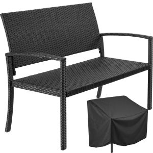 Tectake 2bcos jardim polirratan resistente intemperies braços as, preto