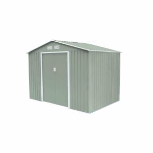 Abrigo de jardim em metal 277x191x202 cm (5,30 m²) leeds verde