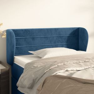 Cabeceira de cama c/ abas veludo 93x23x78/88 cm azul-escuro ptob3133