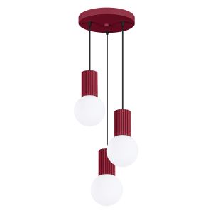 Luminária pendente halo 3 borgonha alumínio/vidro 25x125x25cm