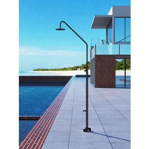 Chuveiro para piscina dakota em aço inox preto fosco | poolimex