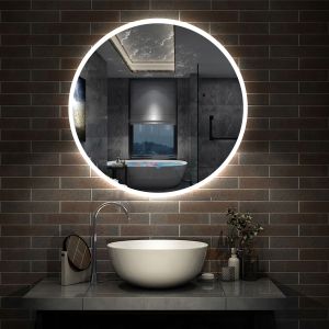 Espelho de casa de banho LED 80cm + anti-embaciamento + brilho ajustável