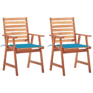 Cadeiras de jantar p/ jardim 2 pcs c/ almofadões acácia maciça