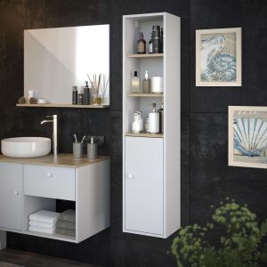 Coluna da casa de banho lara 1 porta 140x30x25 cm branco e carvalho t-bath