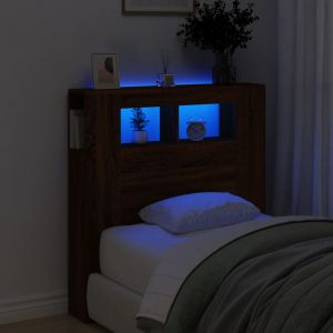 Cabeceira c/ LEDs 100x18,5x103,5 cm carvalho castanho