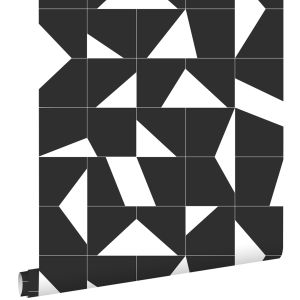 Estahome papel de parede motivo de azulejo preto e branco 53 cm x 10.05 m