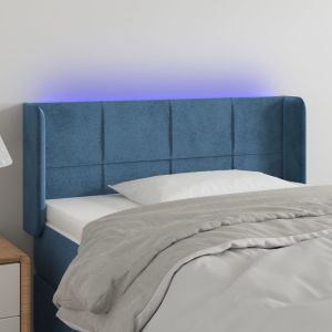 Cabeceira de cama c/ luzes LED veludo 83x16x78/88cm azul-escuro ptob6915