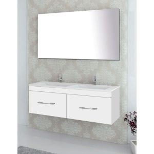 Móvel de banho florencia, lavatório duplo y espelho branco 120x45cm