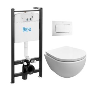 Pack roca active autoclismo + branco br + sanita swiss branco soft-close