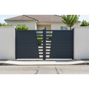 Portão de batente 3m cervina alt.160cm alumínio cinza