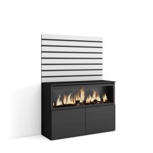 Aparador, 107x35x145cm, buffet, branco, lareira eléctrica xxl rf3415