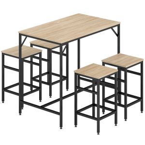Mesa alta com banco 100x60x88 cm mdf, metal color marrón Homcom