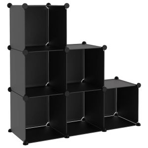 vidaXL estantería de cubos con 6 compartimentos negro pp