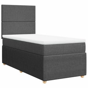 vidaXL cama box spring con colchón tela gris oscuro 100x200 cm