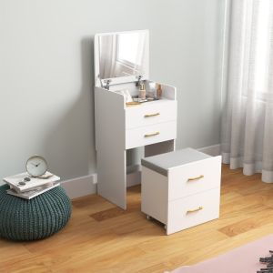 Toucador 3 em 1 com espelho branco 90x48x40cm