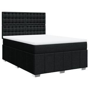 vidaXL cama box spring con colchón tela negro 160x200 cm