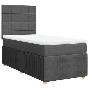 vidaXL cama box spring con colchón tela gris oscuro 100x200 cm