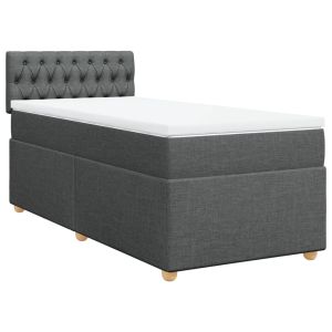 vidaXL cama box spring con colchón tela gris oscuro 90x190 cm