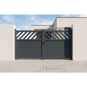 Portão de batente helmis 3m alt.140cm alumínio cinza