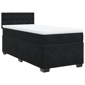 vidaXL cama box spring con colchón terciopelo negro 90x200 cm