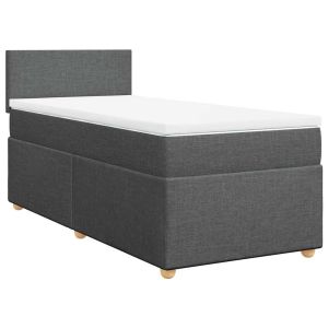 vidaXL cama box spring individual con colchón tela gris oscuro