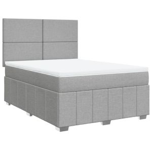 vidaXL cama box spring con colchón tela gris claro 140x190 cm