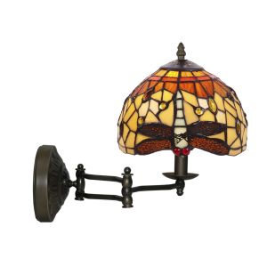 Aplique tiffany braço articulado, 20 cm de ø, série belle amber