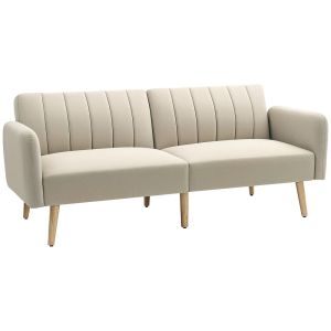 Sofá-cama 173x75x73 cm poliéster, espuma color beige Homcom, casa - sófas