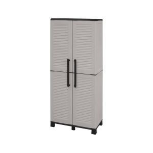 Armário externo askan, 2 portas, plástico cinza claro 68x37x169h cm
