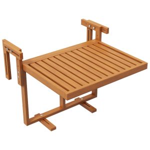Mesa suspensa para varanda madeira de pinho teca 68x65x40,5-55 cm