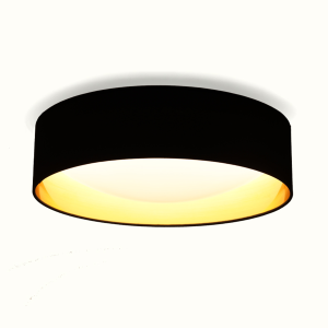 Plafón LED 24w têxtil preto ø40cm luz selecionável cct