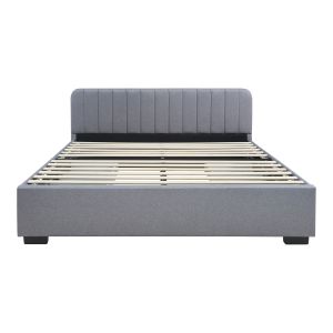 Cama estofada nofrenna com 4 gavetas mdf 160x200 cm cinzento [en.casa]