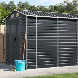 Abrigo de jardim 191x640x198 cm aço galvanizado antracite pt6559