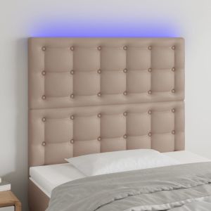 Cabeceira cama c/ LED couro artif. 100x5x118/128 cm cappuccino ptob3569