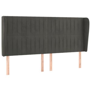 vidaXL cabecero con orejas de terciopelo gris oscuro 203x23x118/128 cm