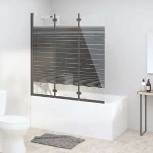 Divisória de chuveiro dobrável 3 painéis 130x130 cm esg preto