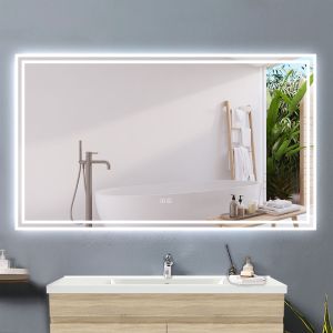 Aica espelho de casa de banho LED 120×70cm,bluetooth,anti-embaciamento