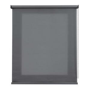Estore de rolo translúcido com acabamentos metálicos cinza escuro 200x250cm